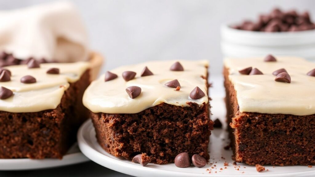 Baked chocolate chip pound cake on cooling rack