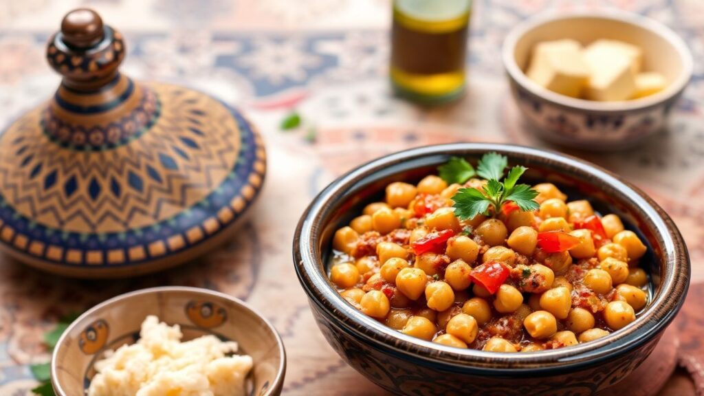 Moroccan chickpea tagine served warm