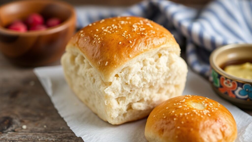 Fluffy gluten-free yeast rolls, soft and light, fresh bread aroma