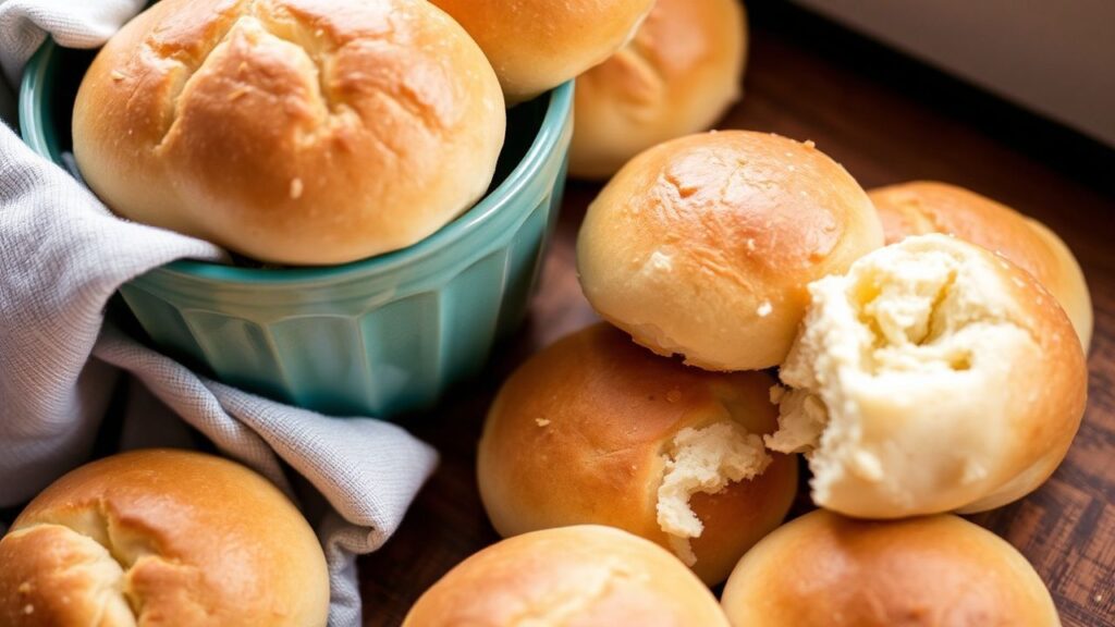 Gluten-free fluffy yeast rolls, light texture, fresh bread aroma