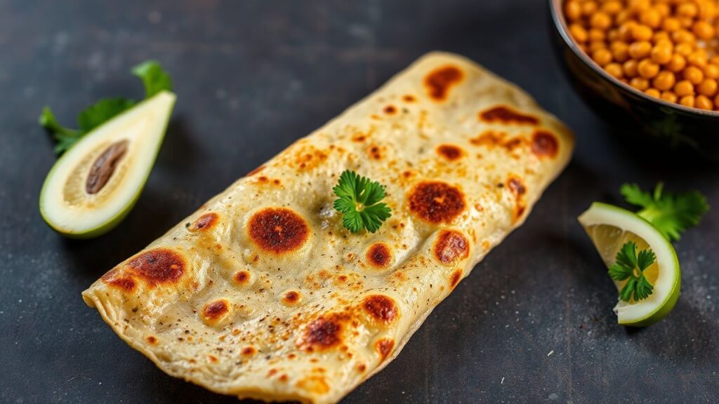 Crispy tangy dosa made from fermented lentil and rice batter with golden crunchy edges