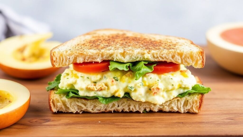 Classic egg salad sandwich with fresh bread and timeless taste style