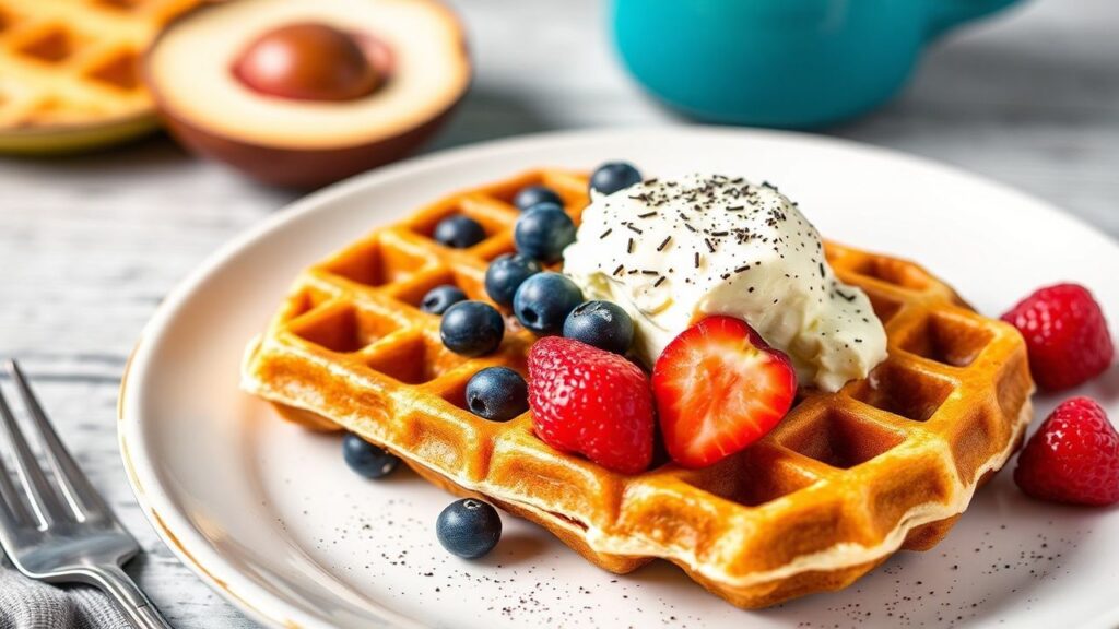 High-protein cottage cheese waffles on a morning plate