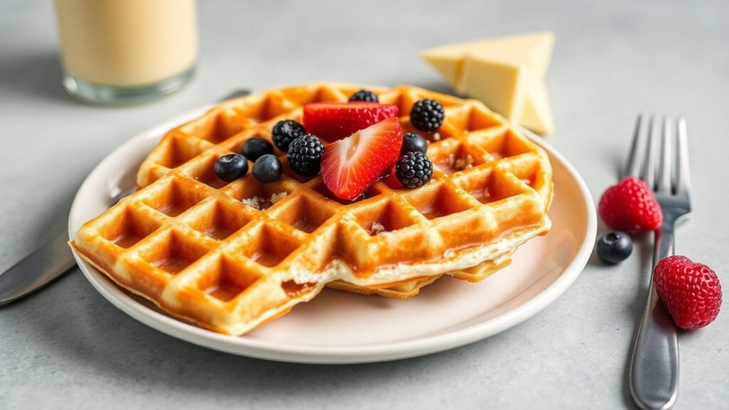 High-protein cottage cheese waffles on a rack for crisp texture