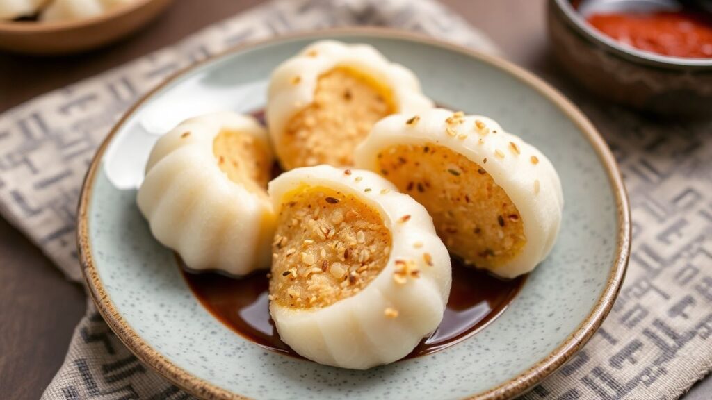 Sesame filling mixing for Korean songpyeon.