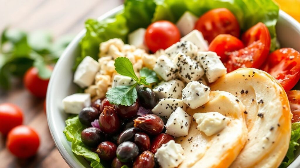 وعاء سلطة يونانية صحية مع جبن قريش كريمي، طعم جديد بلمسة ess في كل لقمة