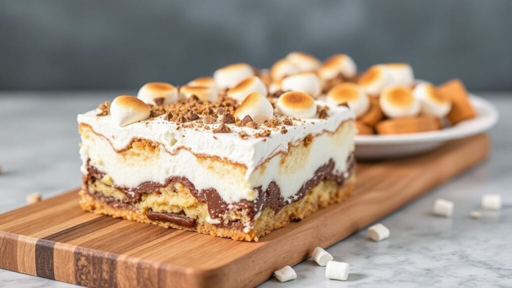No-bake s'mores icebox cake delight ingredients and layered preparation