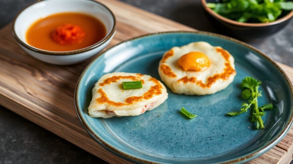 Crispy seafood and scallion pancakes with golden layers and tender seafood inside