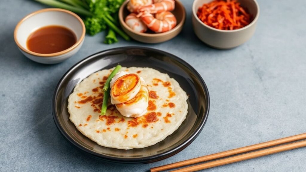 Crispy golden pancakes served warm with scallion garnish