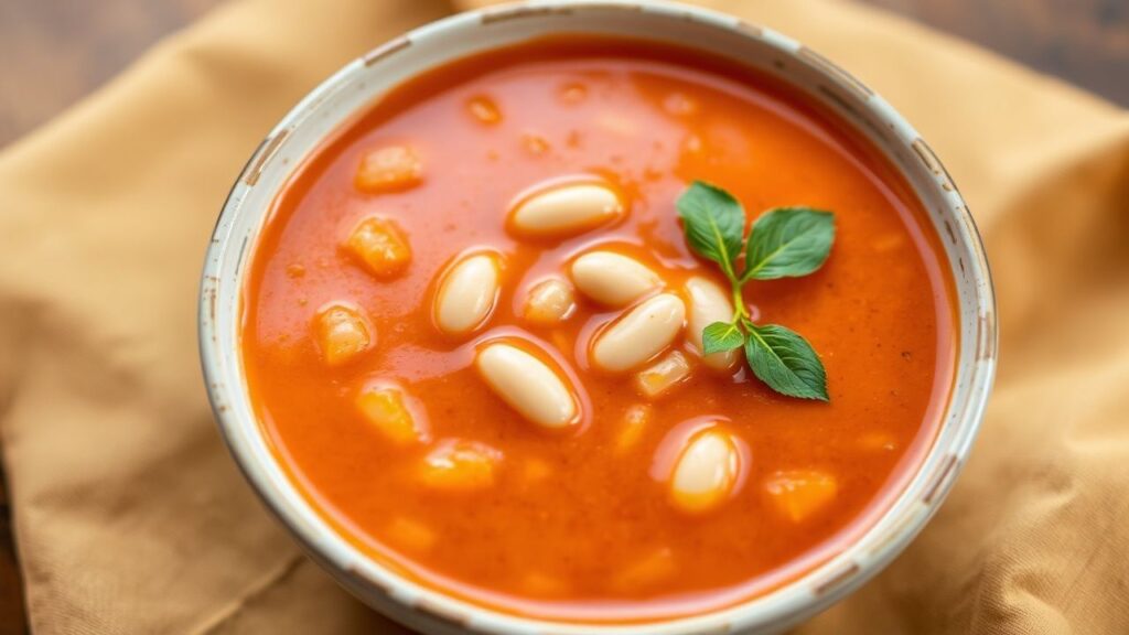 Velvety vegan tomato soup with white beans