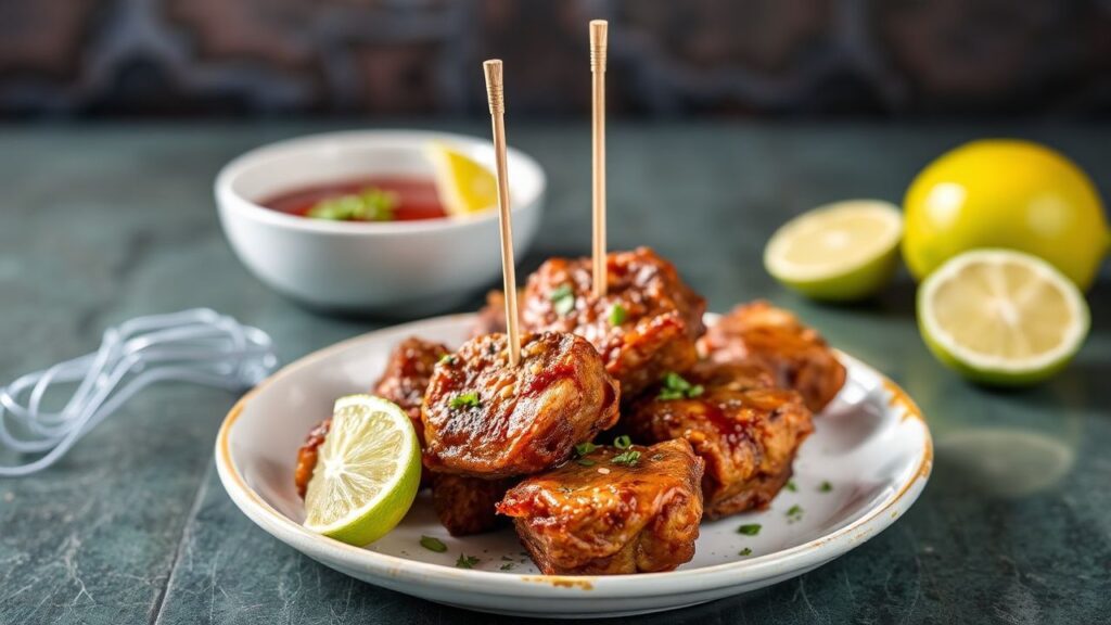 Crispy lime-infused beef bites from a hot pan.