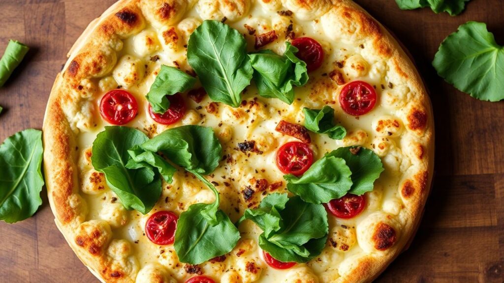 Decadent crispy cauliflower crust gluten-free pizza base