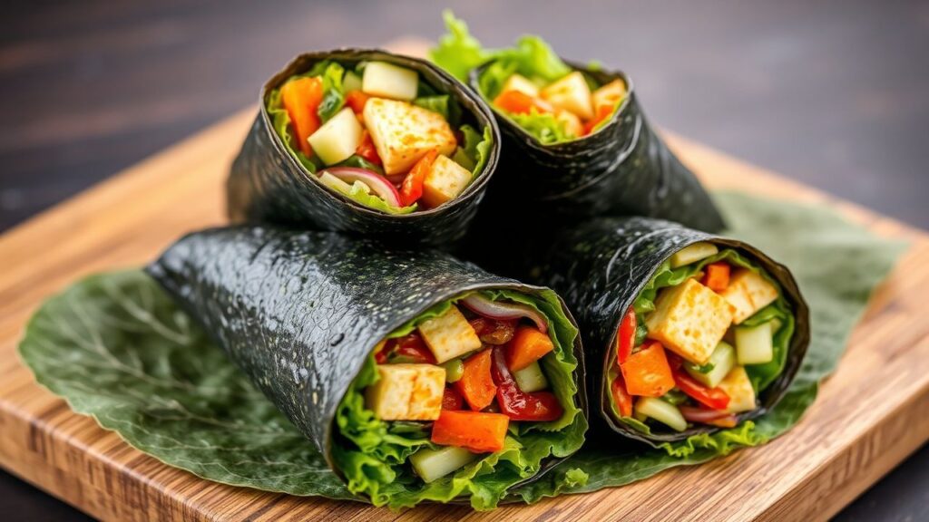 nori wraps with veggies and tofu: ingredients and prep
