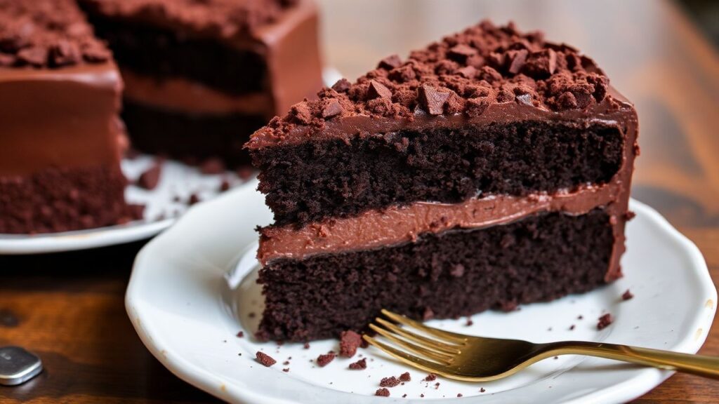 Dark layered Brooklyn Blackout Chocolate Cake