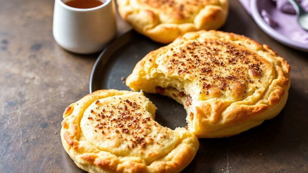 Vegan crumpet batter with bubbles forming