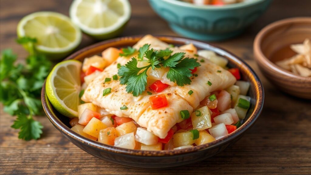 Zesty Peruvian ceviche with fresh tilapia: bright citrus, herbs, and ají amarillo for a fresh coastal-style meal.