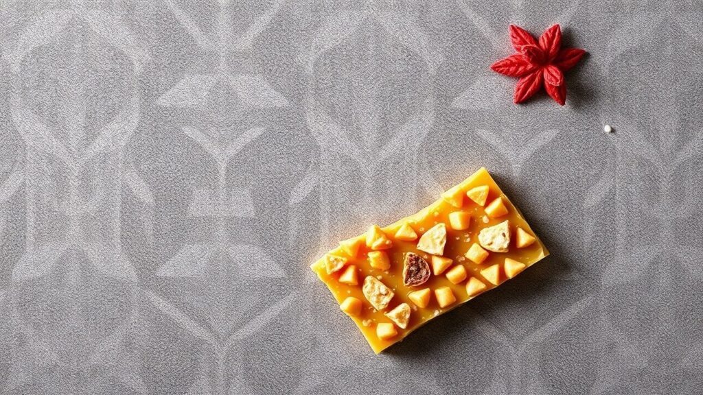 Amaranth and honey brittle bars with a crunchy snap and sweet caramel flavor.