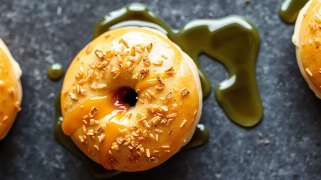 Honey-sweetened chewy bagels with deep golden crust after baking