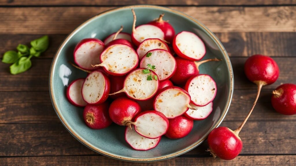 Roasted radishes served as a low-carb potato swap