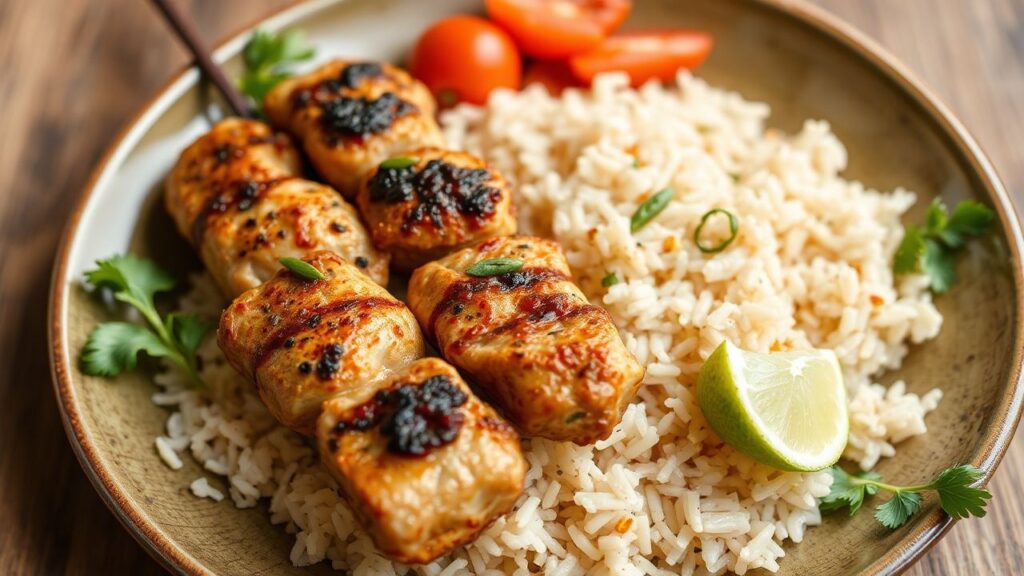 Turkish chicken kebab plate ready to serve