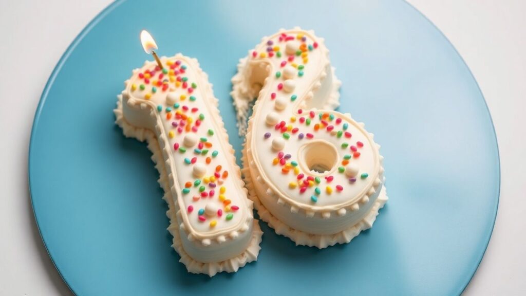 Creative number cakes with vibrant colors and celebratory decorations