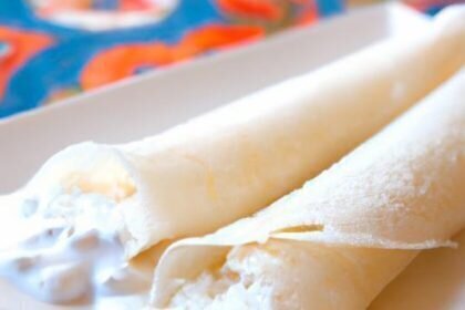 Delicate Lacy Rice Flour Crepes with Creamy Coconut Milk