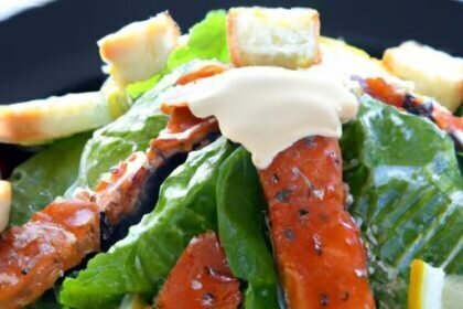 Zesty Blackened Salmon Caesar Salad with Light Dressing Delight