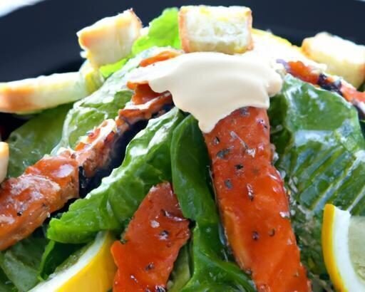 Zesty Blackened Salmon Caesar Salad with Light Dressing Delight
