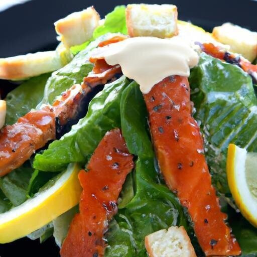 Zesty Blackened Salmon Caesar Salad with Light Dressing Delight
