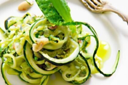 Fresh Summer Zucchini Noodles with Zesty Pesto Vinaigrette