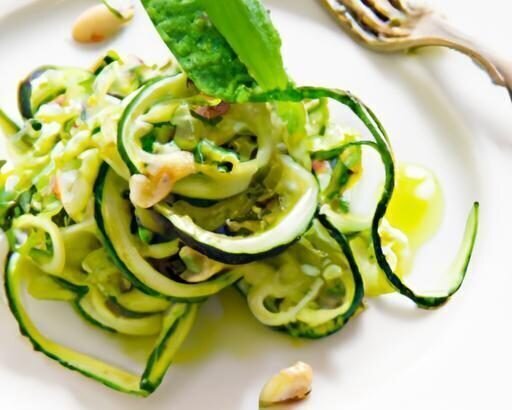Fresh Summer Zucchini Noodles with Zesty Pesto Vinaigrette