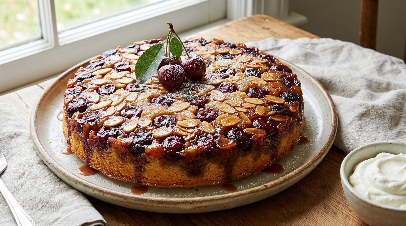 Cherry Almond Upside-Down Cake: Delight in Every Slice