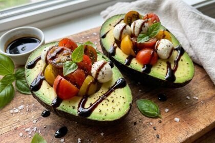 Easy Fresh Caprese-Stuffed Avocados with Zesty Balsamic Drizzle