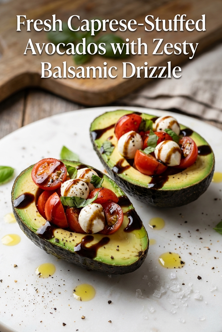 Easy Fresh Caprese-Stuffed Avocados with Zesty Balsamic Drizzle