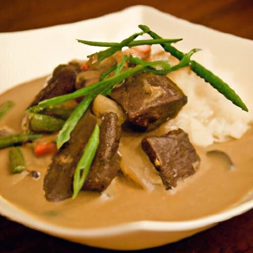 savory braised Beef in creamy Coconut Spice Gravy Delight