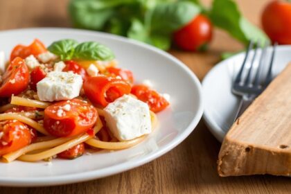 طبق باستا مخبوزة بالفيتا والطماطم، وصفة تنطلق بنكهة قوية ومن دون تأخير للـ  flavor