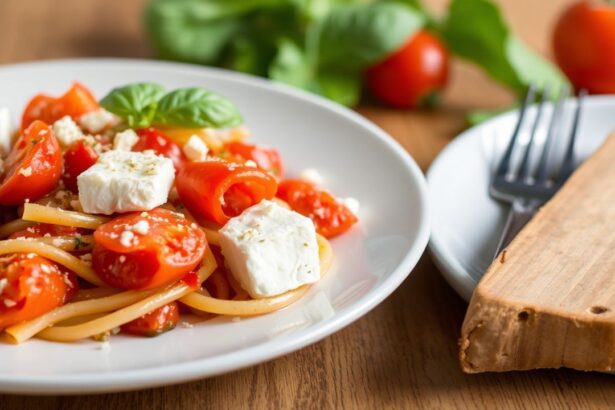 طبق باستا مخبوزة بالفيتا والطماطم، وصفة تنطلق بنكهة قوية ومن دون تأخير للـ  flavor