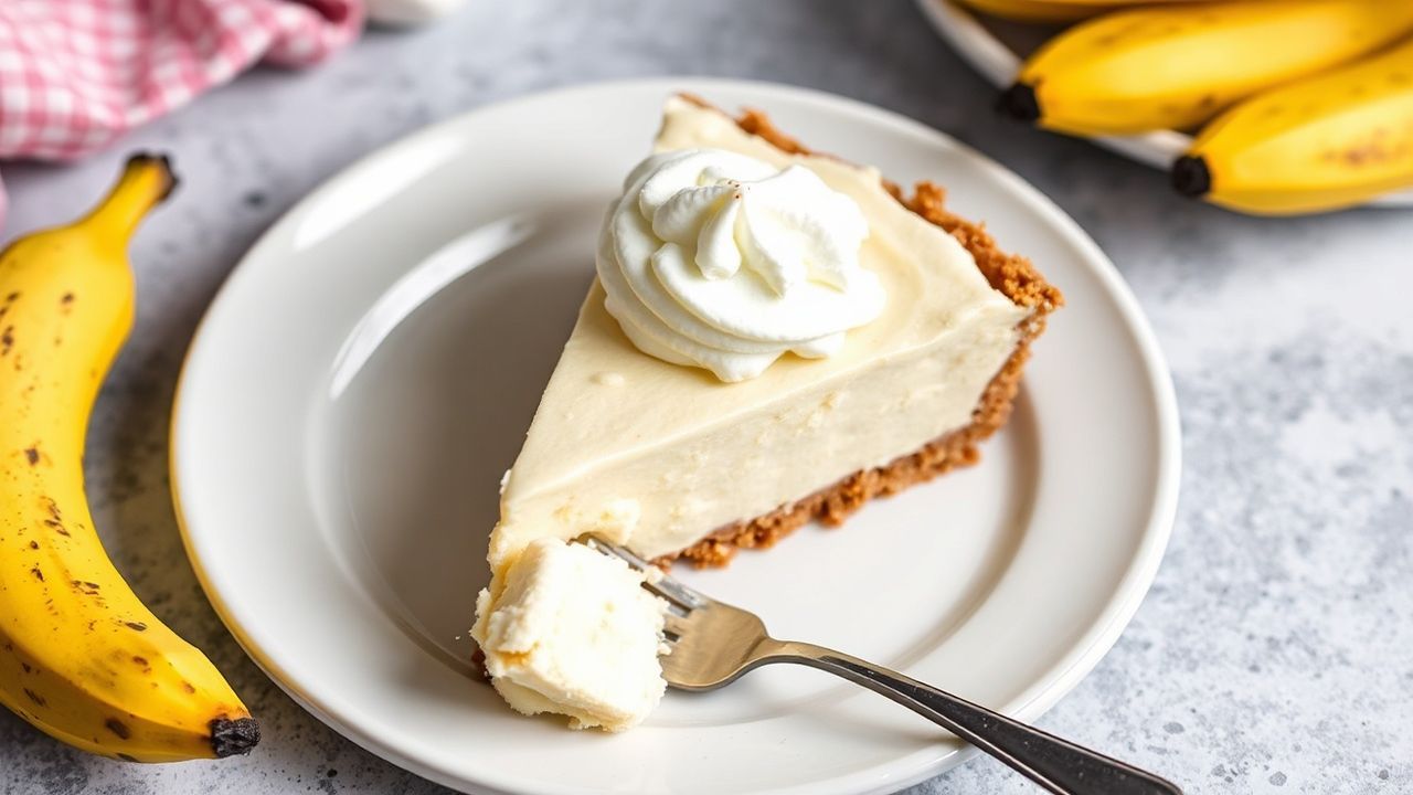 فطيرة موز نباتية كريمية شهية فوق قشرة معجنات، وصفة “Creamy Vegan Banana Pie” اللذيذة