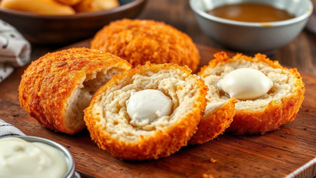 Golden crispy coxinha with creamy chicken filling, shown step-by-step for Brazilian croquettes.