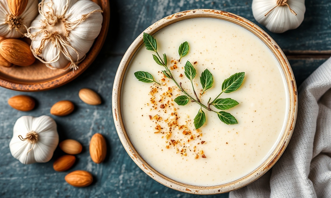 شوربة اللوز والثوم الإسبانية الأصيلة “Ajo Blanco” الكريمية، لذيذة ومغذية