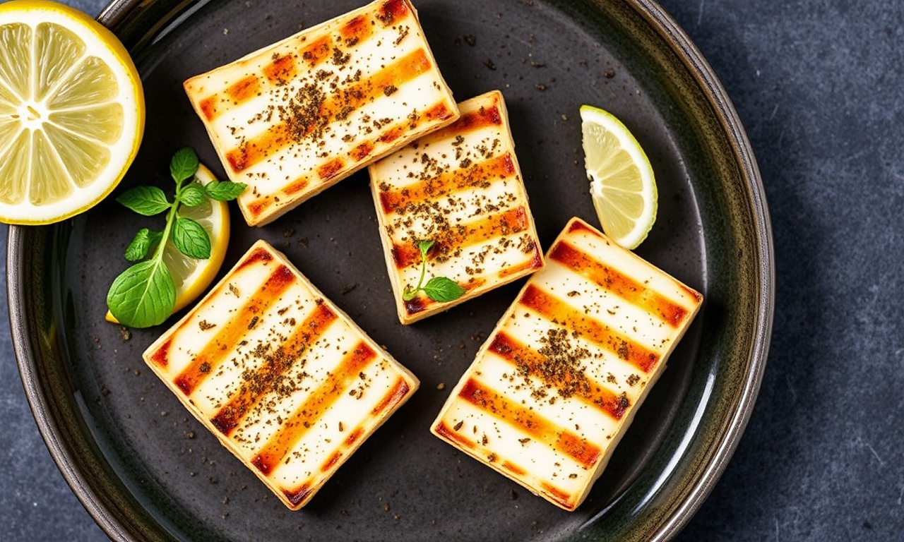 شريحة هالّومي مشوية مع زعتر ليمون، العنوان: The Best Lemon Za'atar Grilled Halloumi
