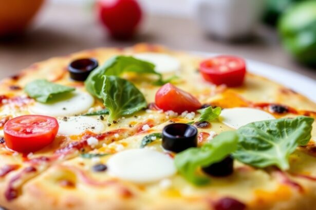 قاعدة بيتزا خالية من الغلوتين من الحمص «سُوكّا» شهية ومقرمشة، مع عنوان المقال «Delicious Gluten-Free Chickpea Pizza Crust (Socca)».