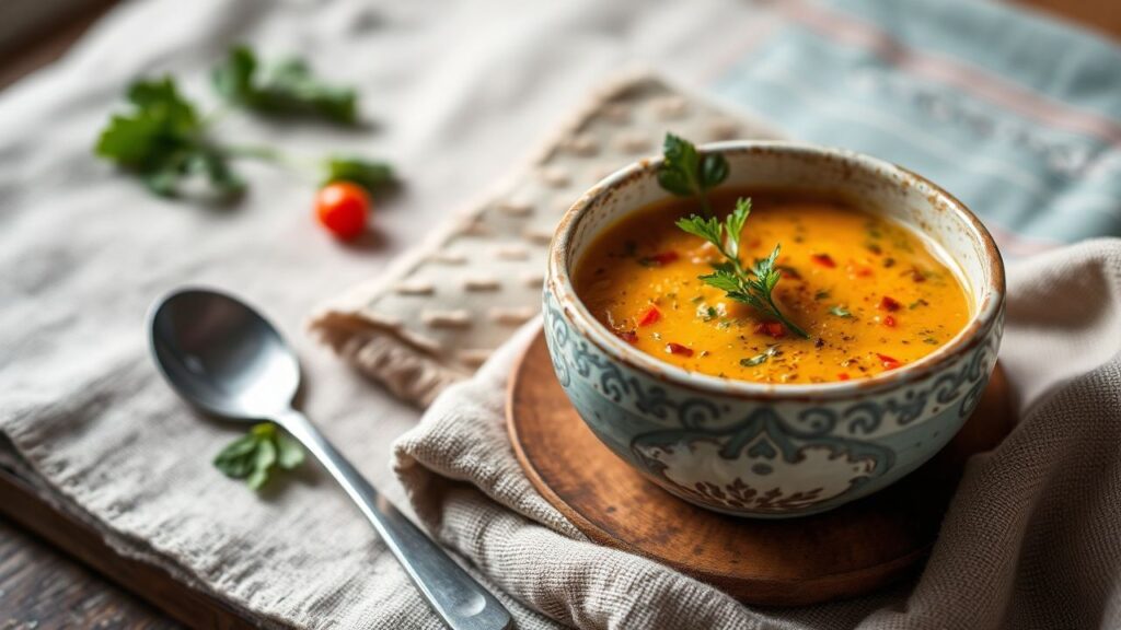 وعاء شوربة خضار مخمّرة دسمة دافئة؛ يبقى طعمُها السحري يرافقك بعد زوال الدفء