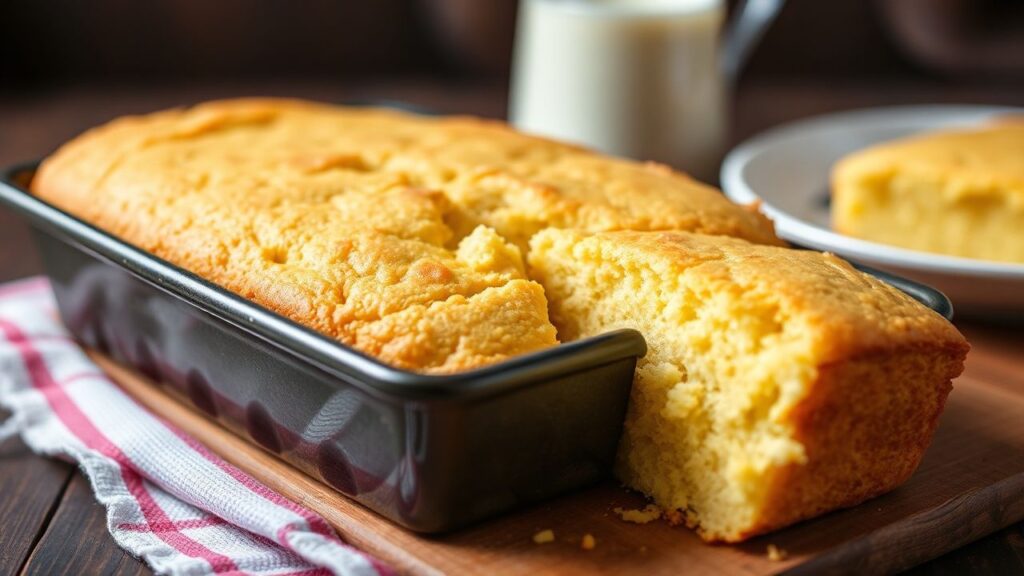 Southern buttermilk cornbread in a skillet, golden and ready to slice