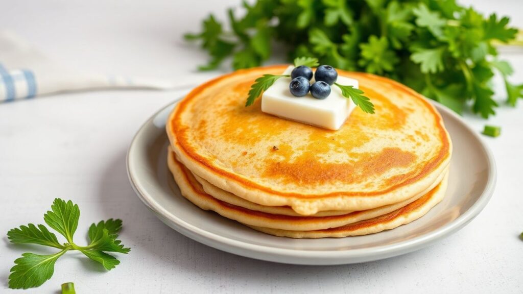Creamy chickpea flour pancakes with fresh vegetables, golden and tender