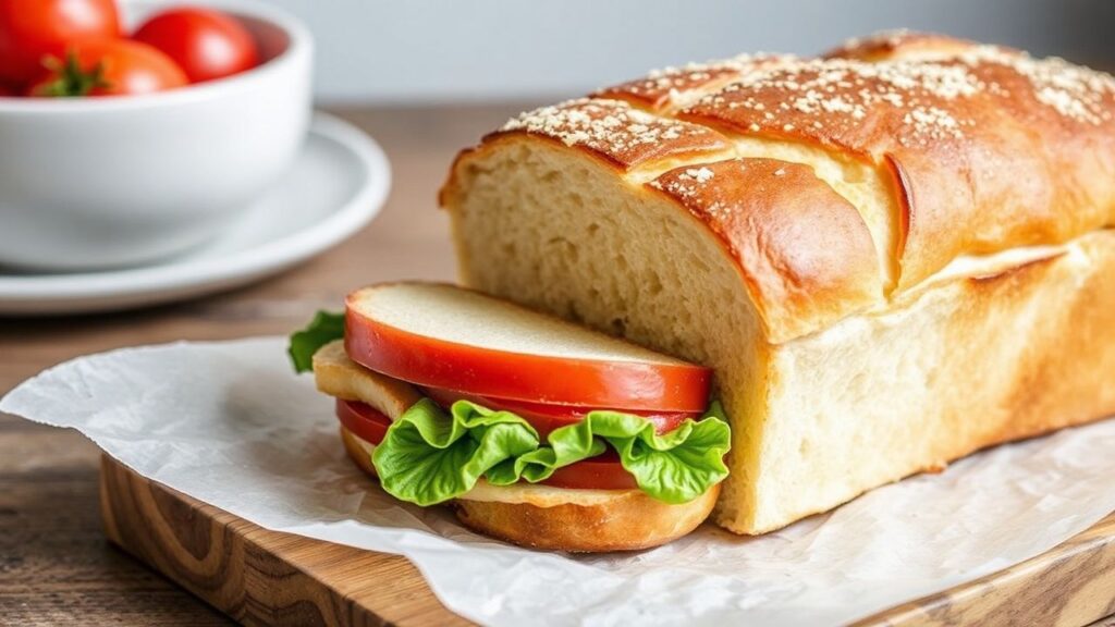 A tender Pain de Mie loaf with soft golden crust, ideal for sandwiches