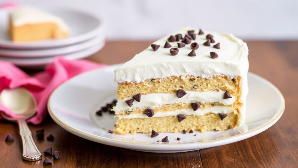 Italian cannoli cream layer cake with pistachios and orange garnish
