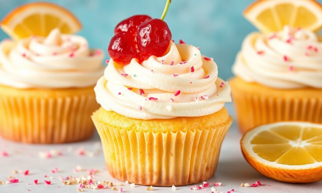 Piña Colada-Free Cupcakes with tropical pineapple and coconut flavors