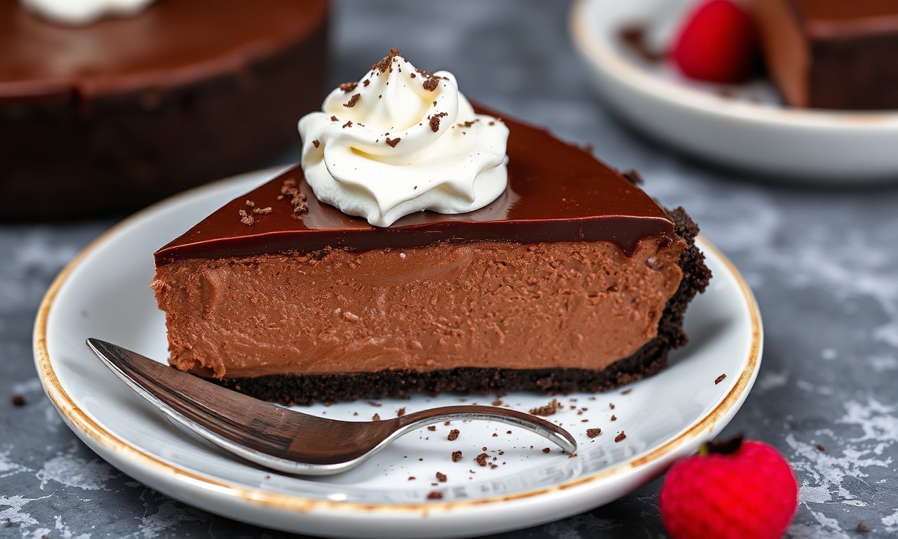 Decadent vegan chocolate silk pie: a guilt-free, rich dessert.