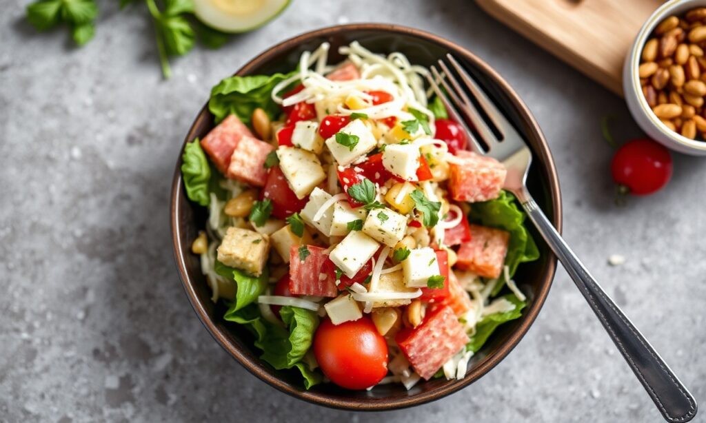 Delicious chopped Italian sub salad recipe for a fresh, flavorful lunch.